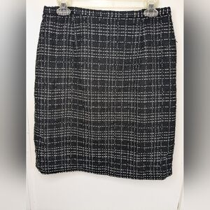 Karen Scott Tweed Skirt Black/White Women Sz 12 Lined Mini Acrylic Metallic Z-1